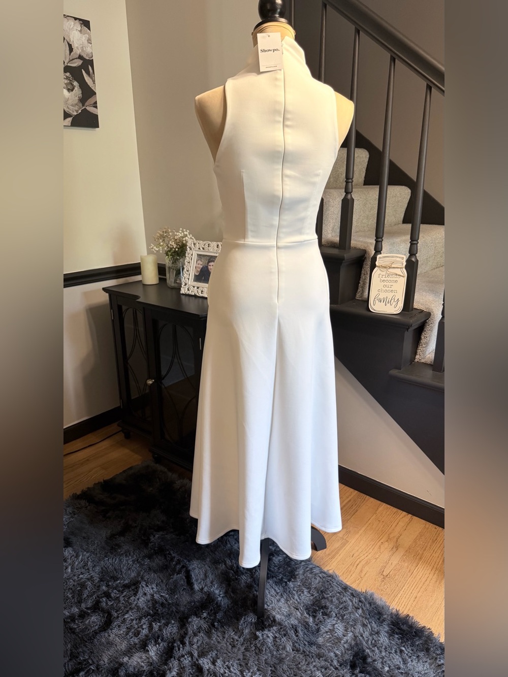 NWT Showpo MACY Off White High-Neck A-line Midi Dress with pockets Sz 2 - Picture 5 of 10